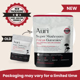 Auri Focus Mushroom Gummies back view showing ingredients