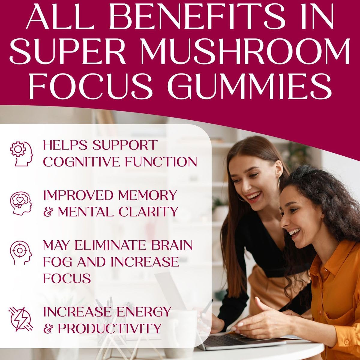 Auri Focus Mushroom Gummies on a wooden table