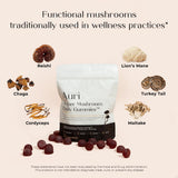 Auri Mushroom Gummies back view with ingredient list