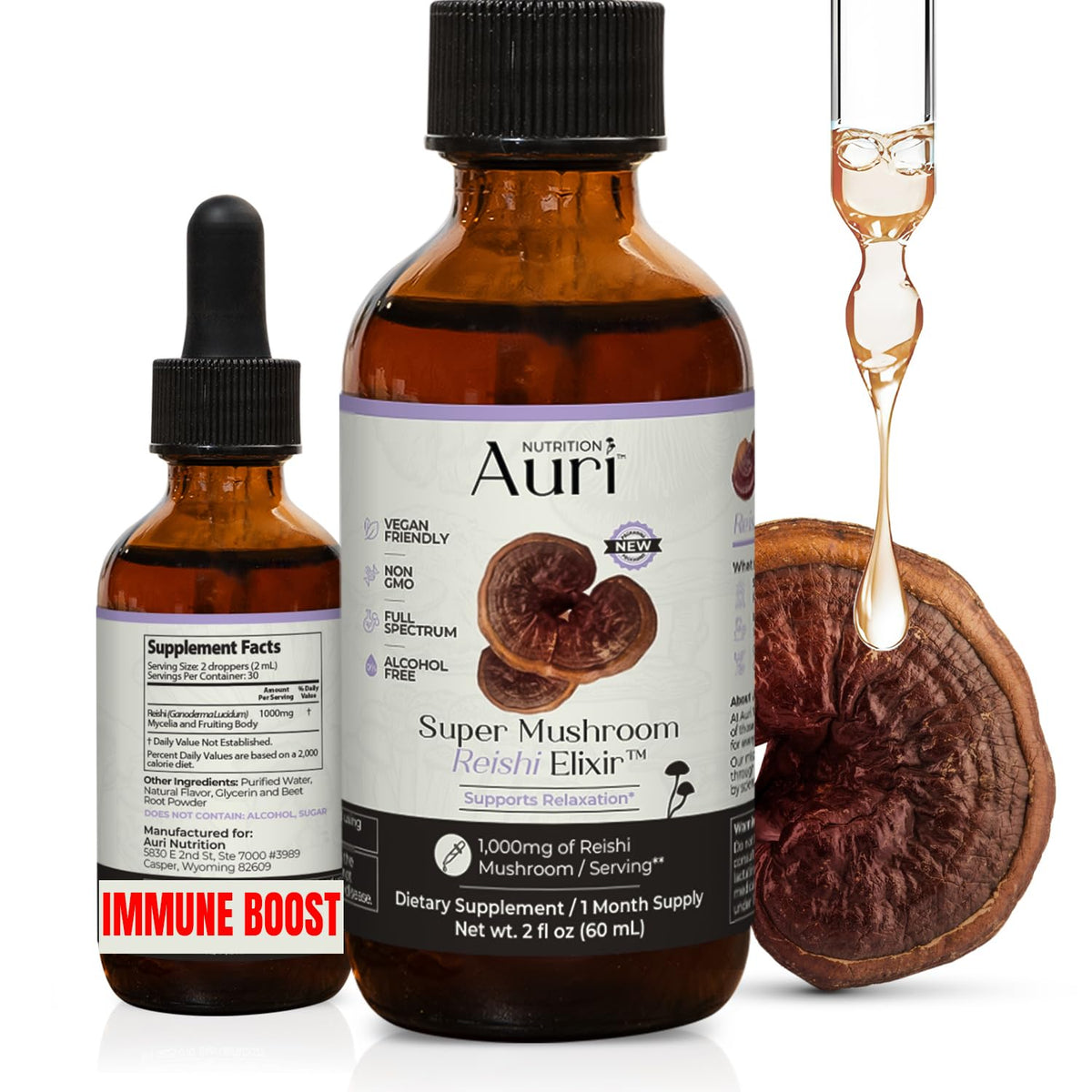 Auri Reishi Mushroom Tincture 60ml front view