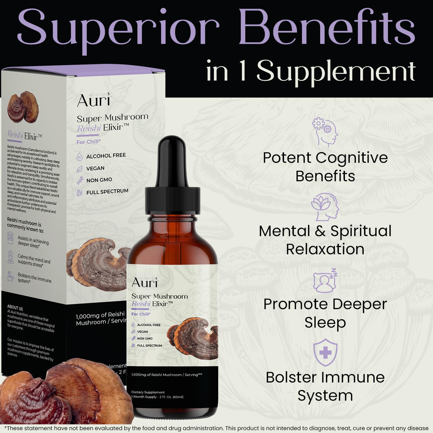 Auri Reishi Mushroom Tincture 60ml in lifestyle setting