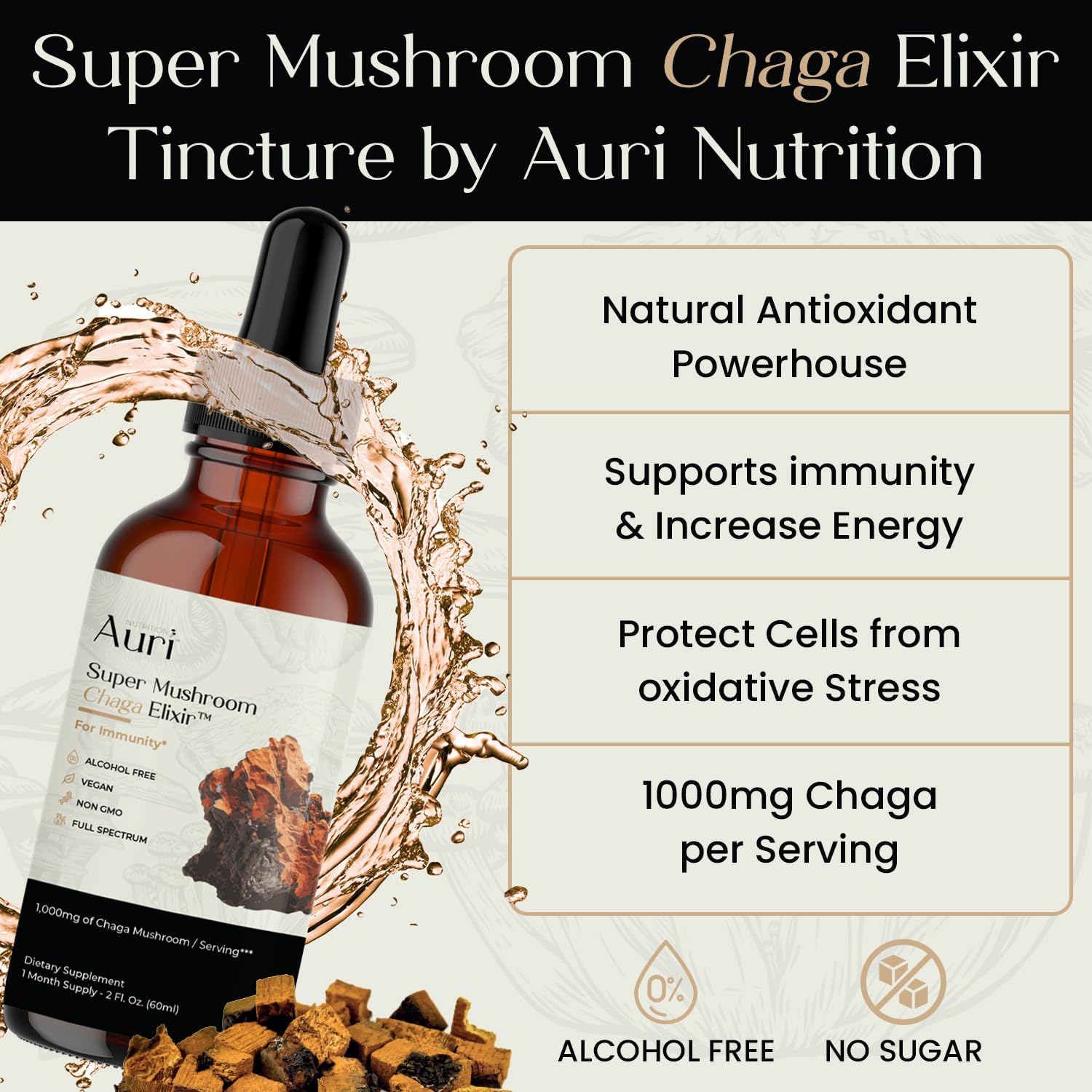 Auri Super Chaga Elixir packaging side view