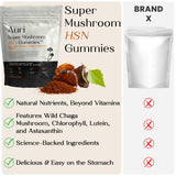 Auri Super Mushroom Gummies with natural ingredients background