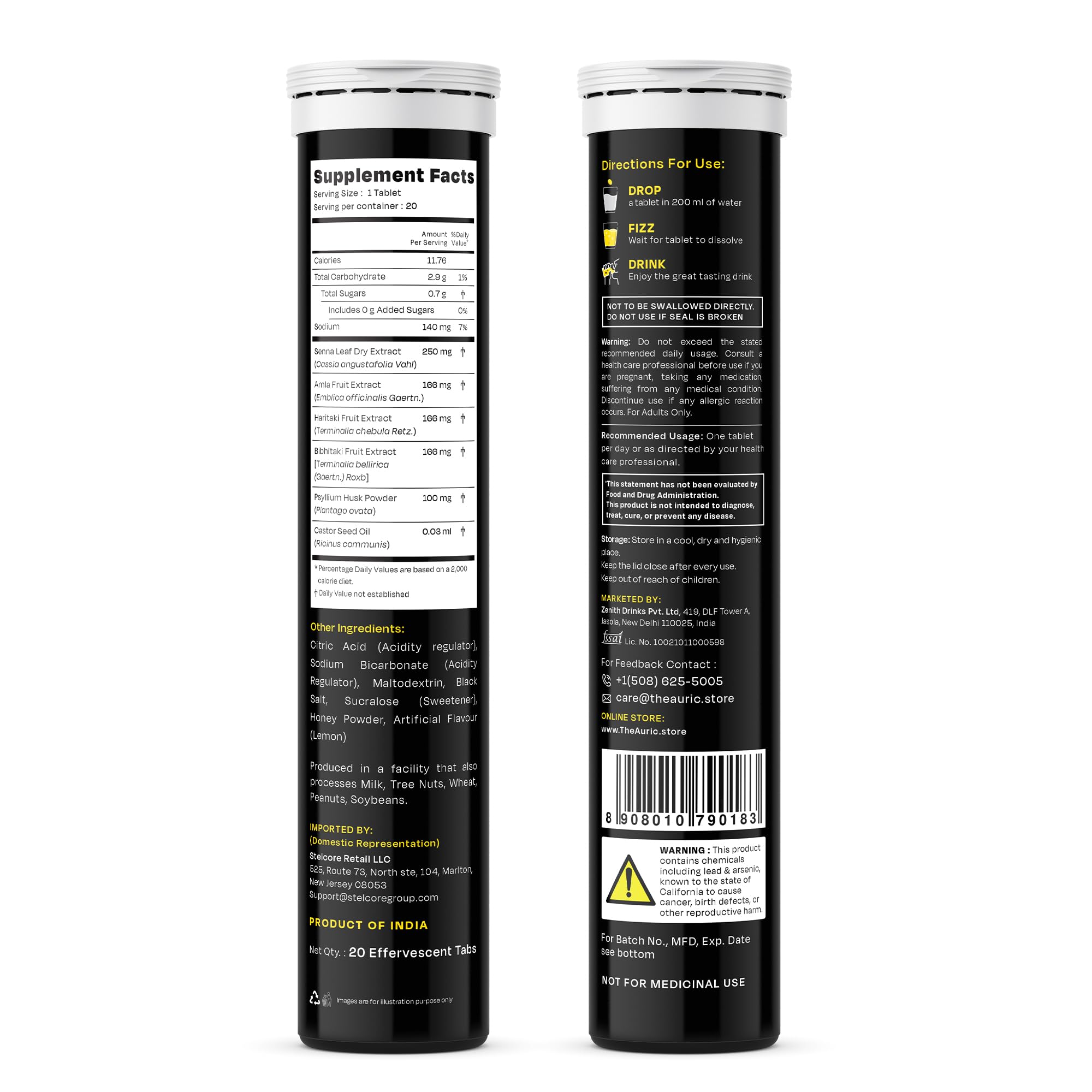Auric Multi-Enzymes tablet on a wooden table with fresh lemons