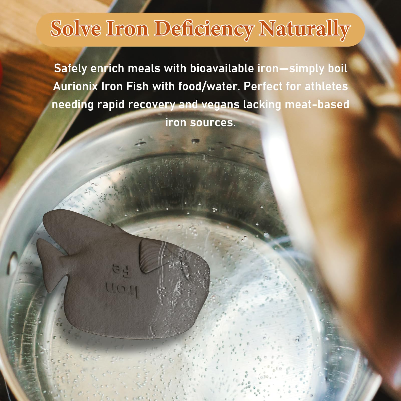 Aurionix Iron Fish in a cooking pot with rice