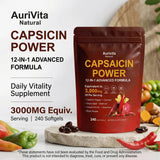 Aurivita Natural Capsaicin Softgels bottle side view