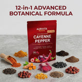 Aurivita Natural Capsaicin Softgels with ingredients displayed