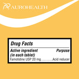 Aurohealth Famotidine 20mg tablets on kitchen counter