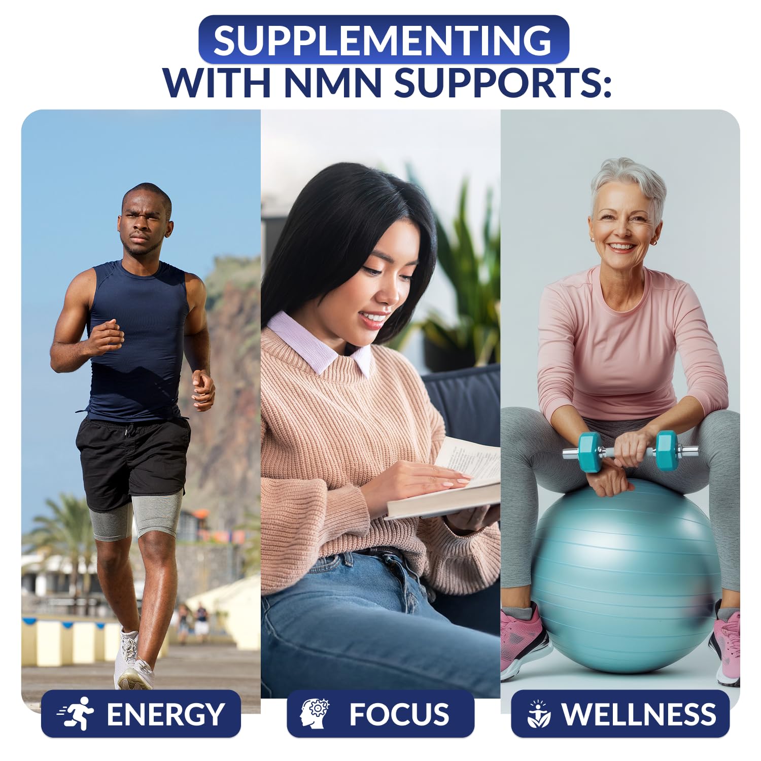 AUTHENTA NMN Supplement displayed with a glass of water