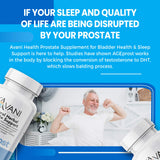 Avani Health Prostate Support Supplement displayed with a glass of water