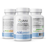 Avani Health Prostate Support Supplement on a wooden table