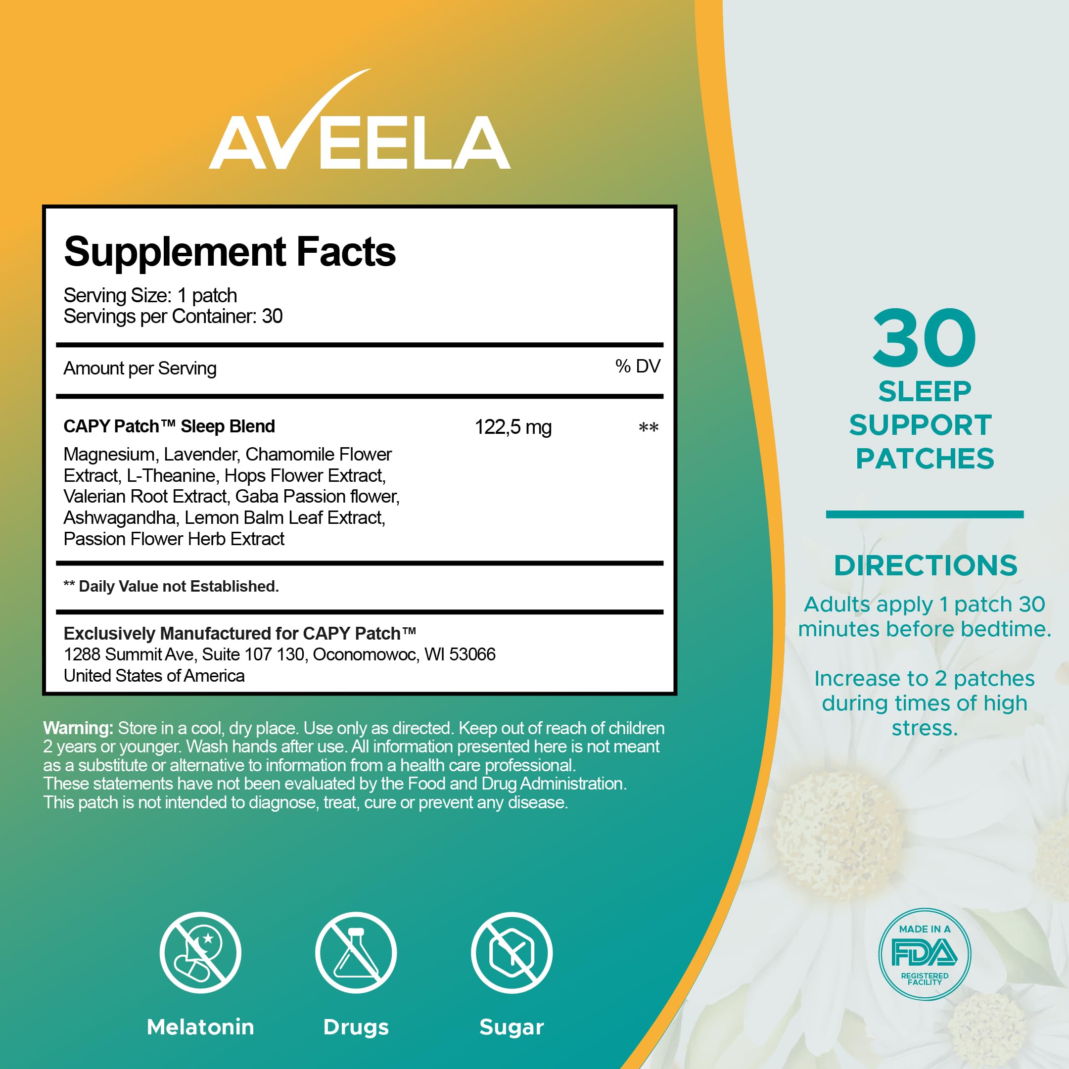 AVEELA Night Time Sleep Patch with calming botanicals