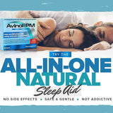 Avinol PM Sleep Supplement bottle with a glass of water