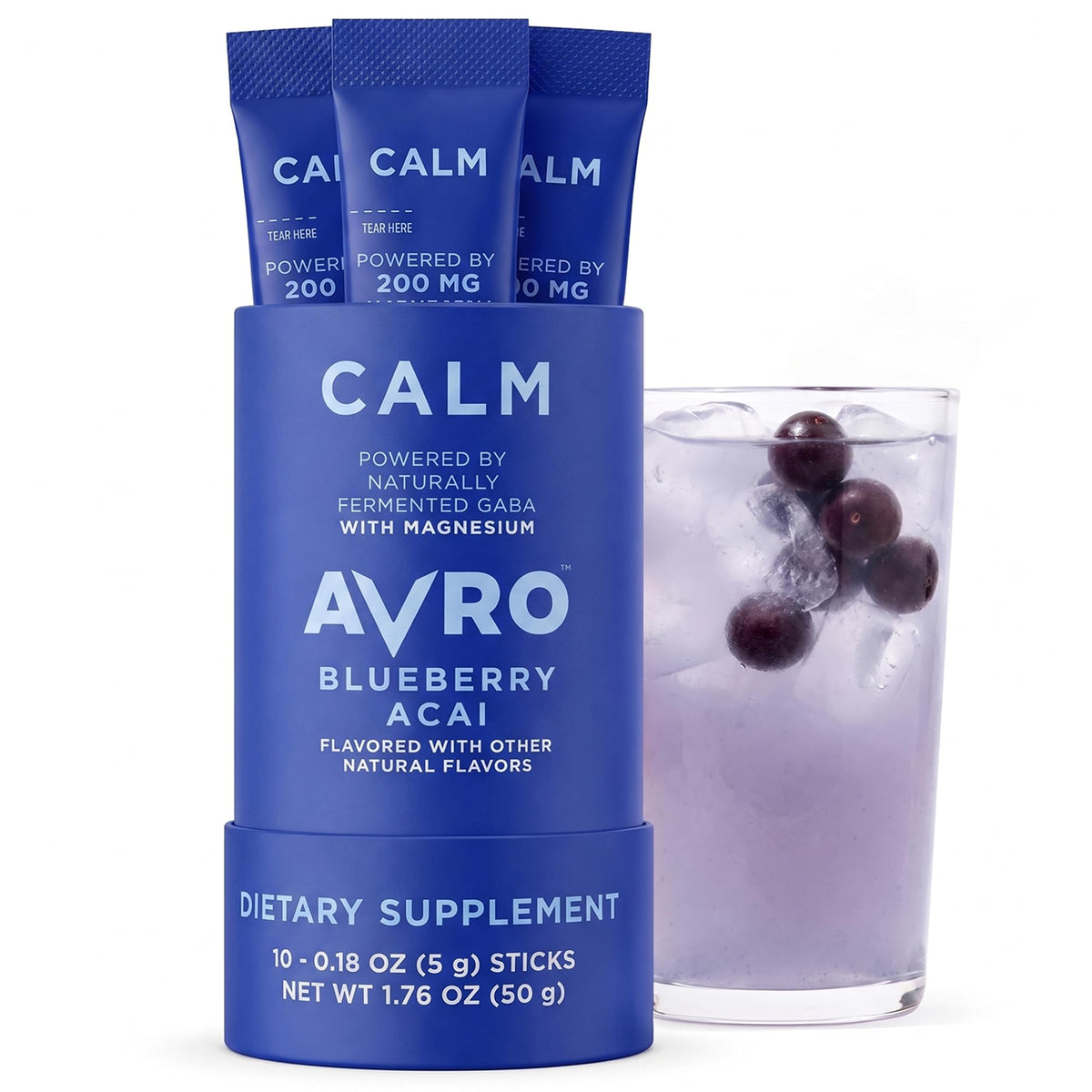 AVRO Calm Blueberry Acai Drink Mix packaging front view
