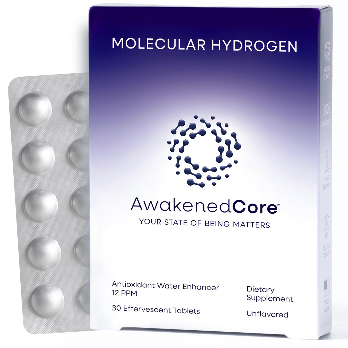 AwakenedCore Hydrogen Tablets 30 Count front view