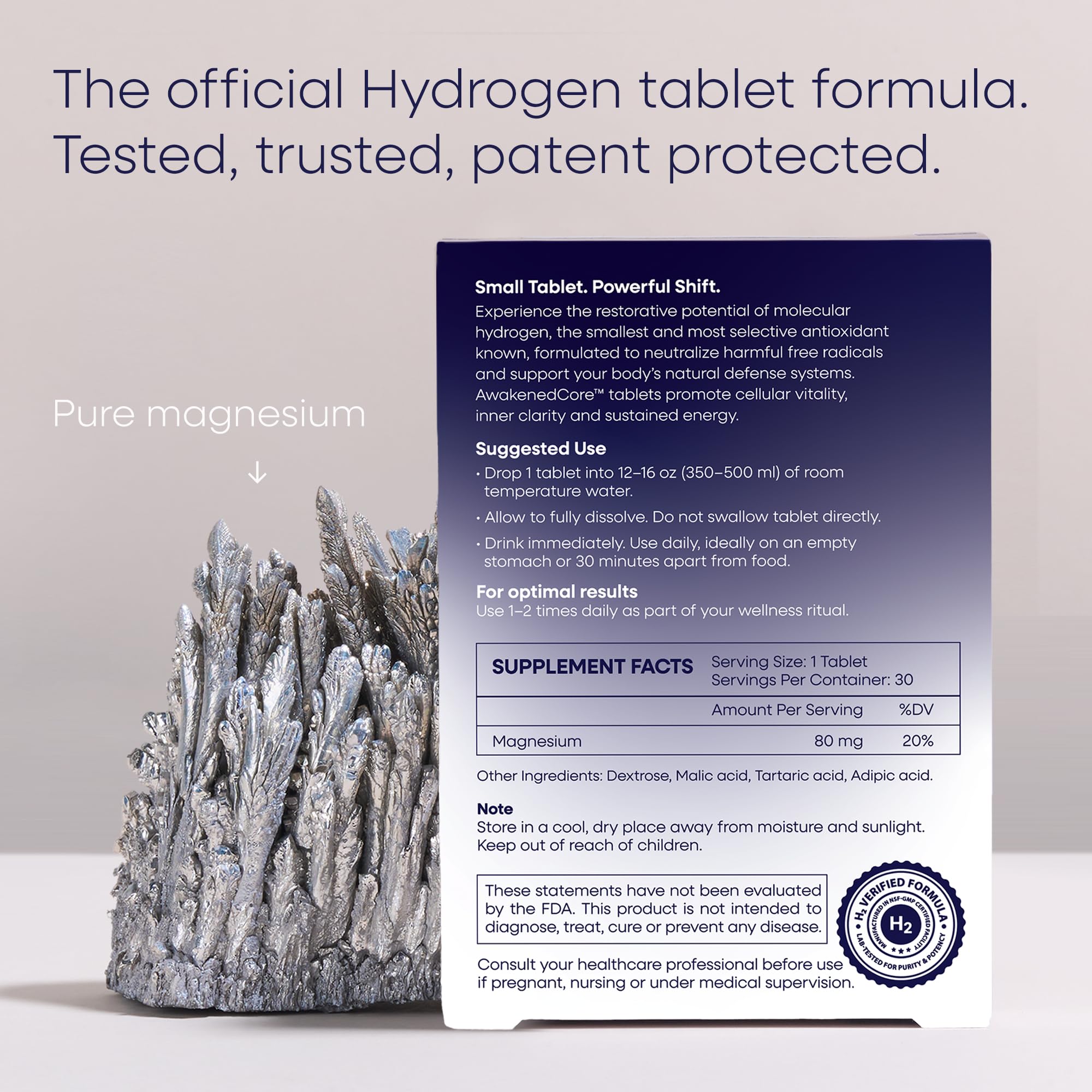 AwakenedCore Hydrogen Tablets packaging with details