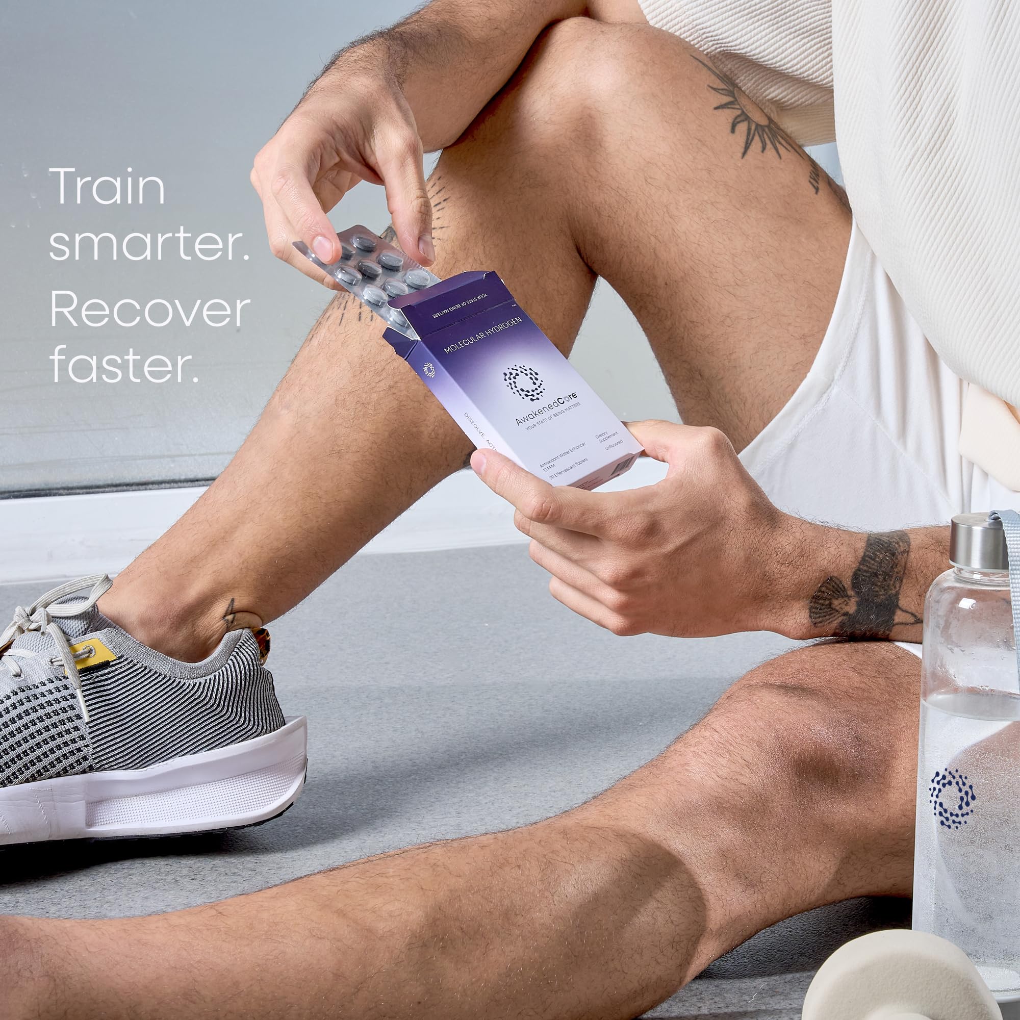 AwakenedCore Hydrogen Tablets with lifestyle background