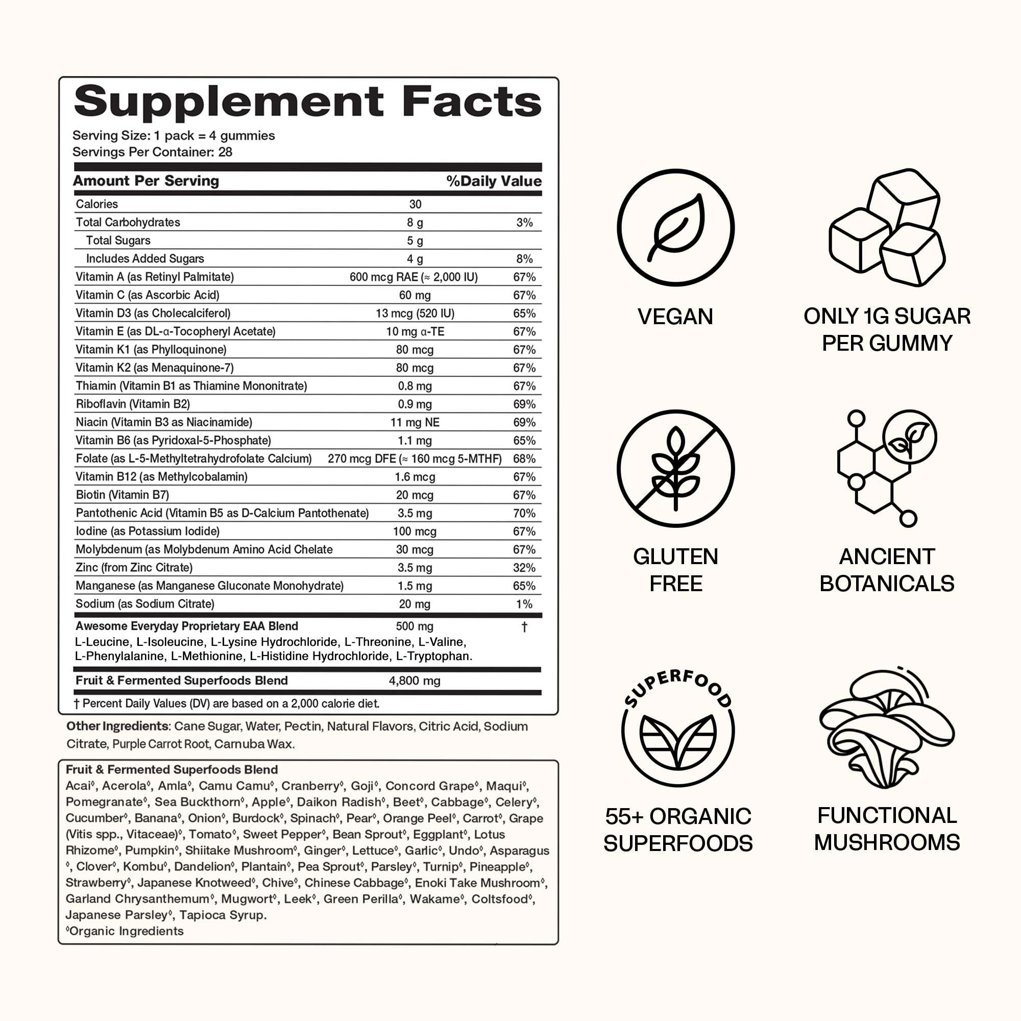 Awesome Aminos Multivitamins for Kids gummy close-up