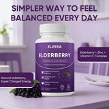 Awjsde Elvera Elderberry Capsules bottle with a measuring spoon