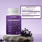 Awjsde Elvera Elderberry Capsules side view with label