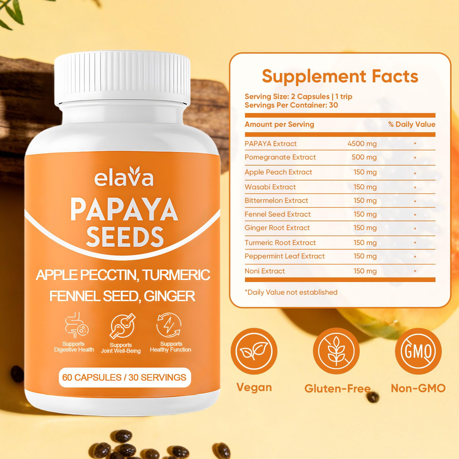 Awjsde Papaya Seed Powder Capsules side view