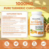 Awjsde Turmeric Curcumin Capsules 1000mg side view