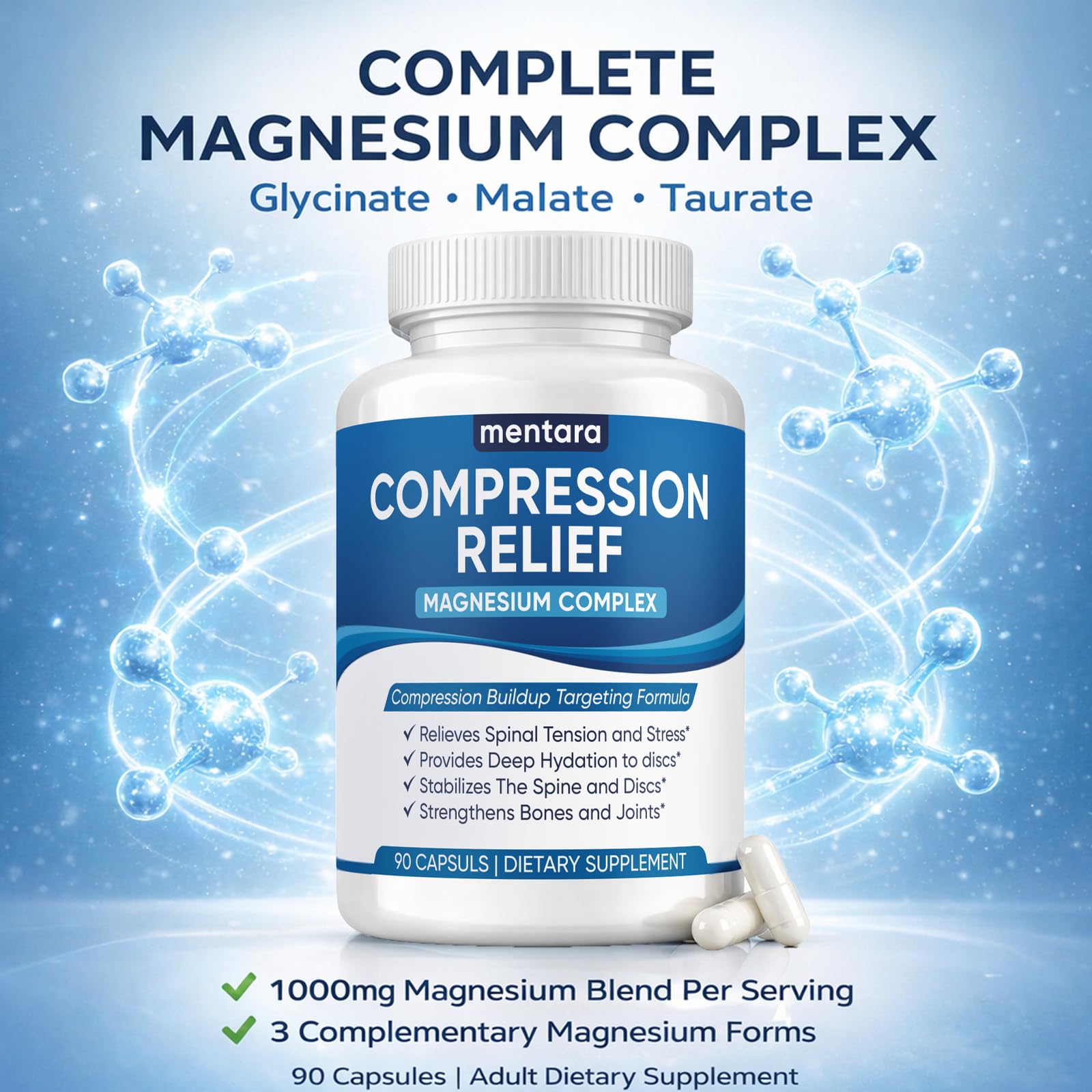 Awtse Magnesium Complex Supplement 90 Capsules side view