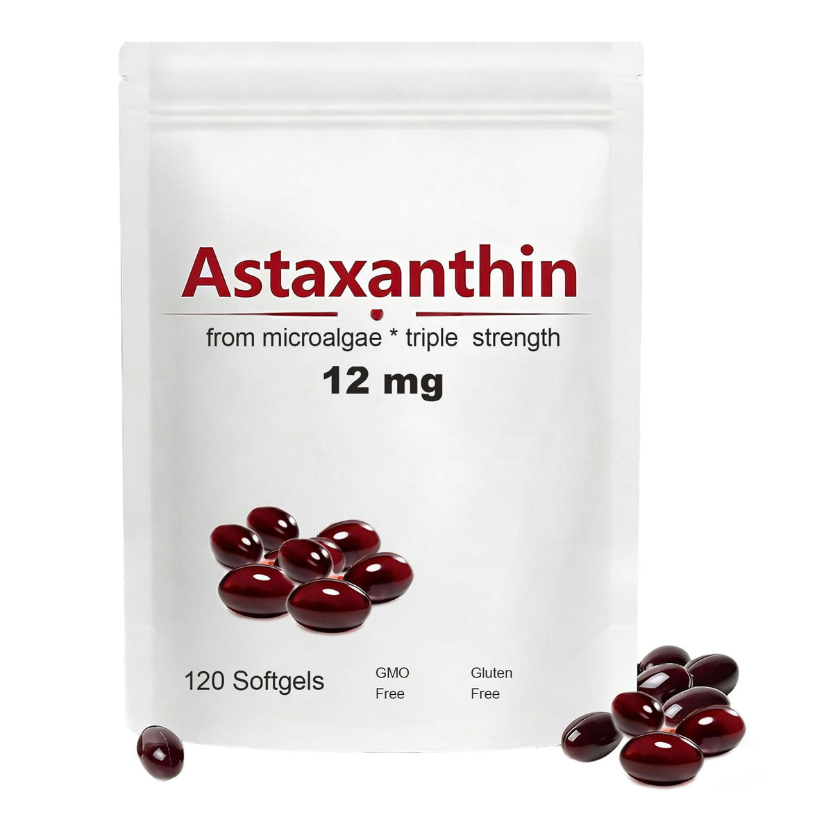 Axathibllu Astaxanthin 12mg 120 Softgels front view