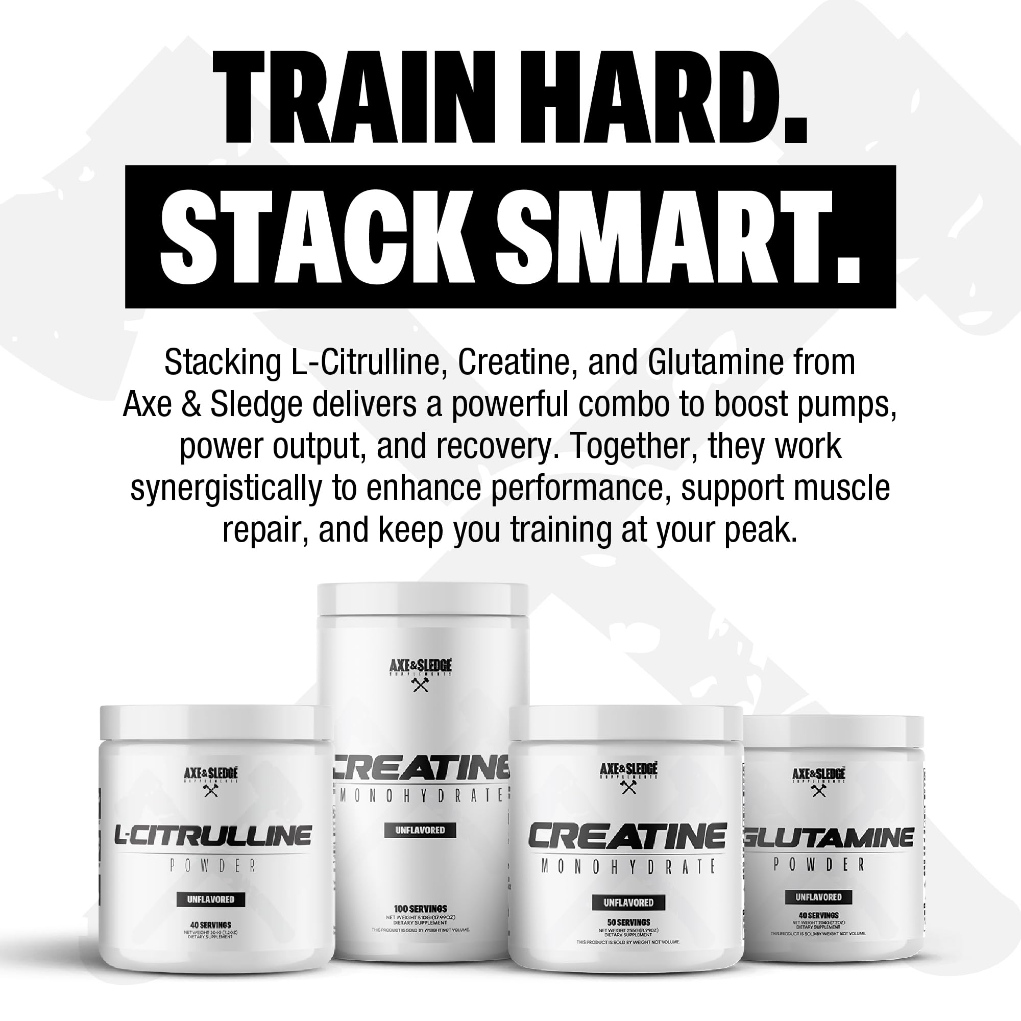 Axe & Sledge Basics Glutamine 170g on a kitchen counter