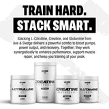 Axe & Sledge Basics Glutamine 170g on a kitchen counter