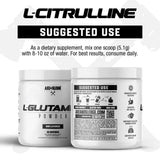 Axe & Sledge Basics Glutamine 170g powder in a scoop