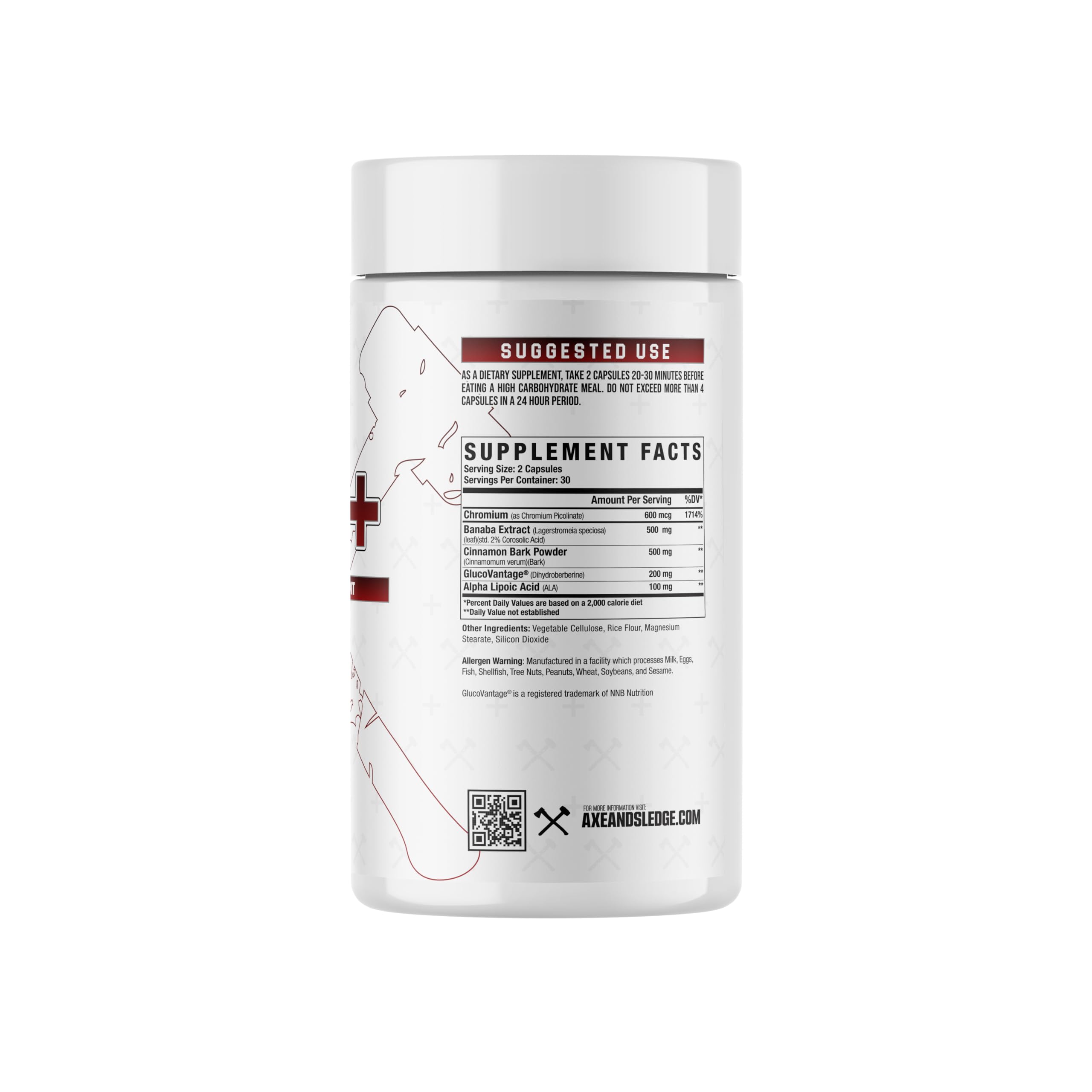 Axe & Sledge GDA+ nutritional information on the back