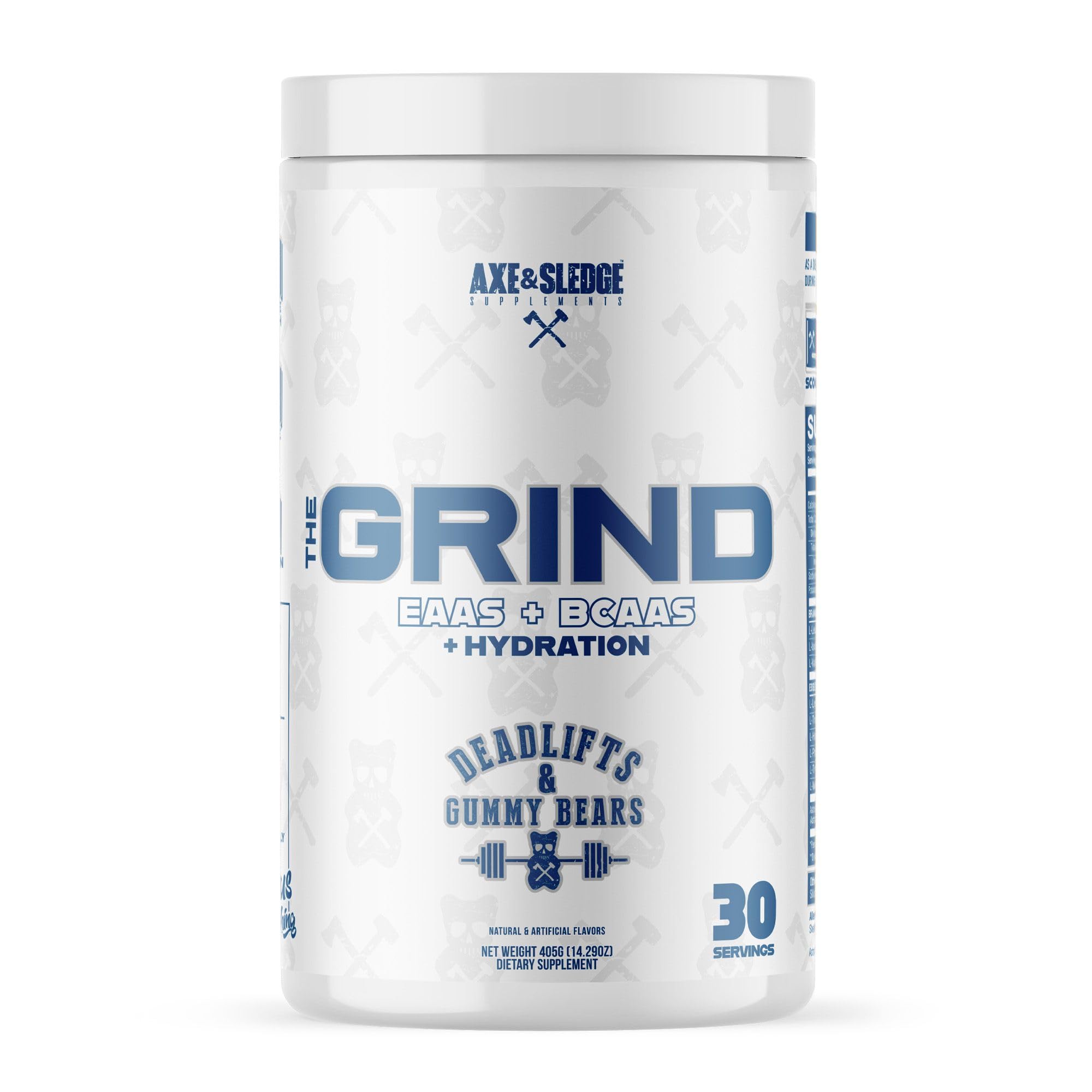 Axe & Sledge The Grind BCAAs 499g front view with packaging