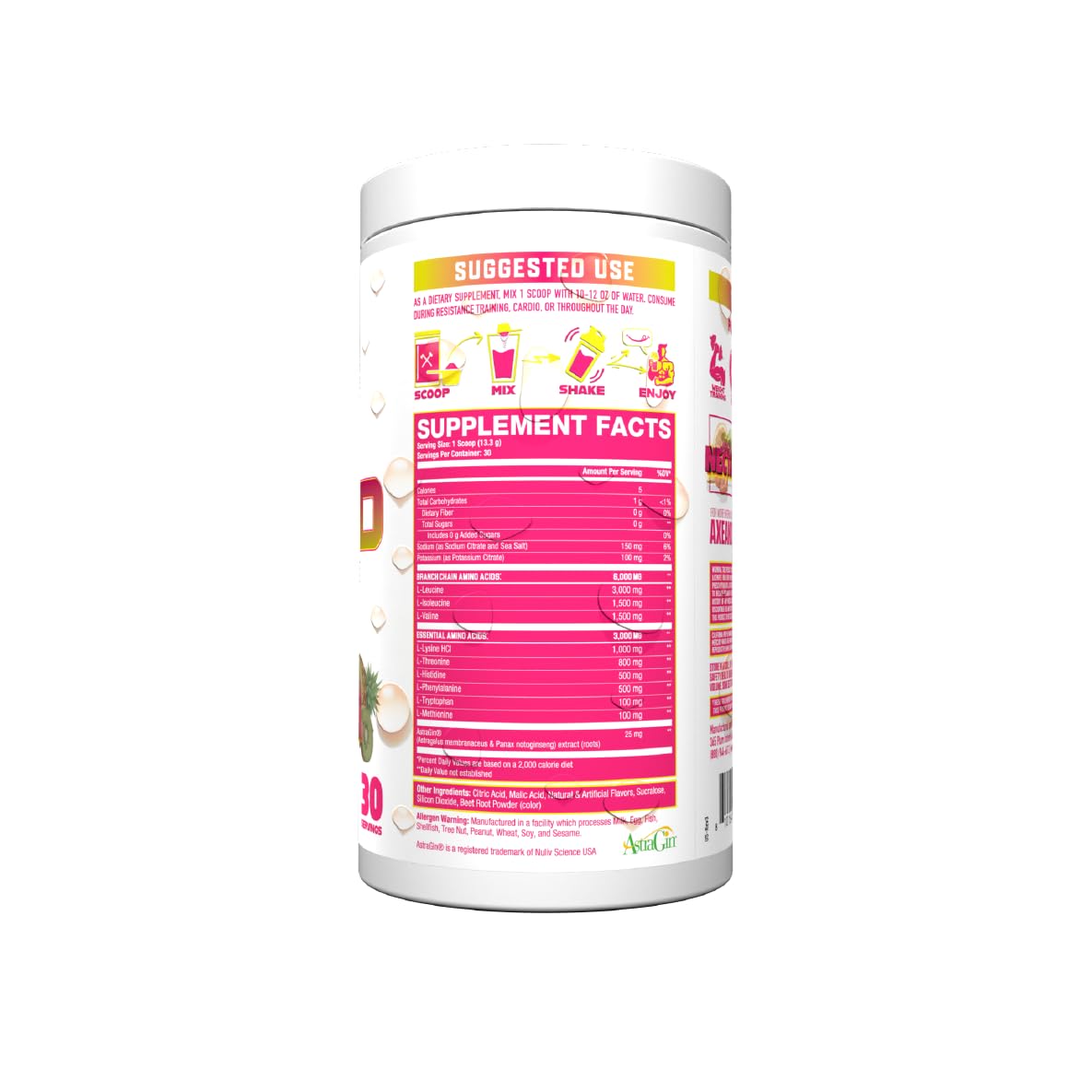 Axe & Sledge The Grind Essential Amino Acids 490g packaging and scoop