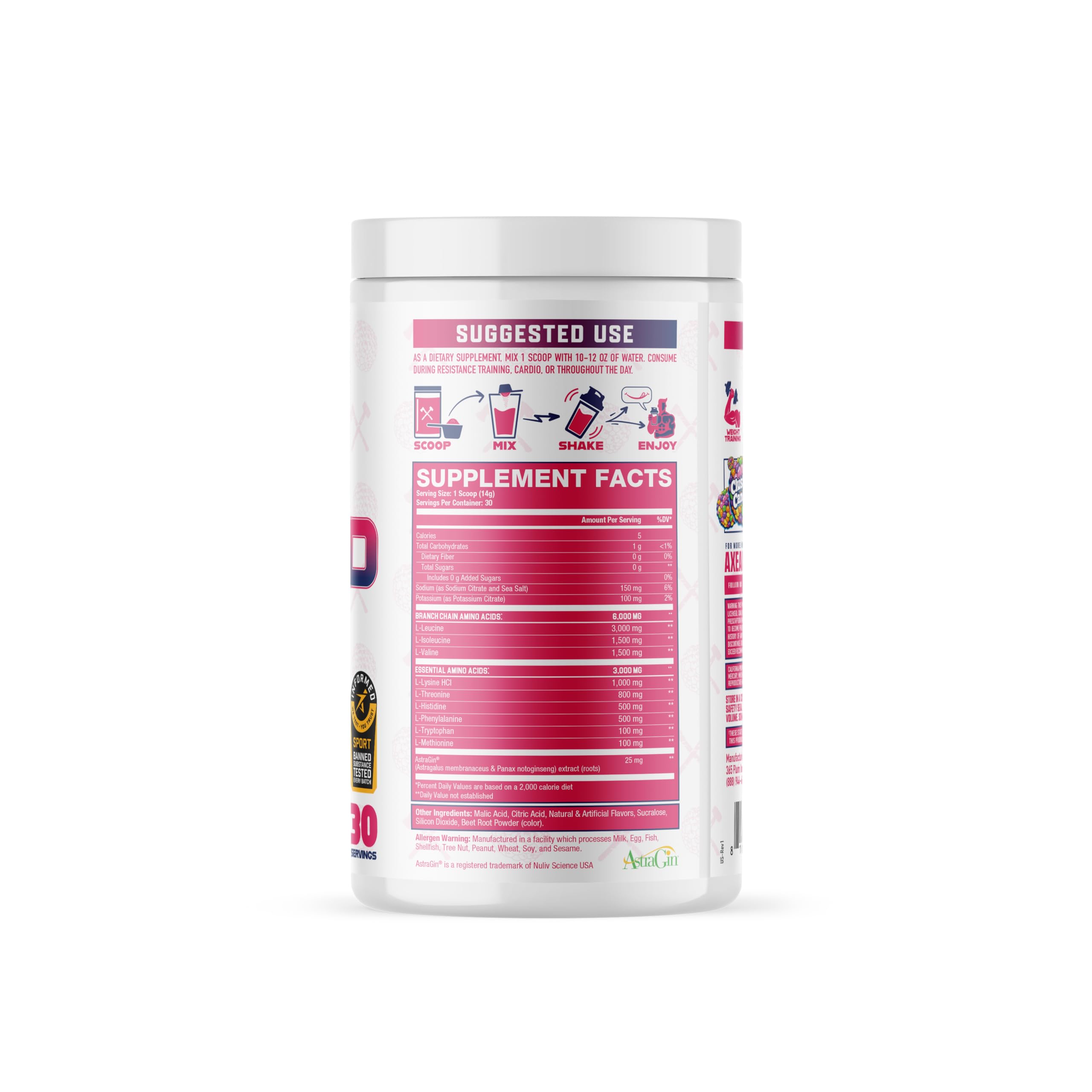 Axe & Sledge The Grind Essential Amino Acids 499g side view