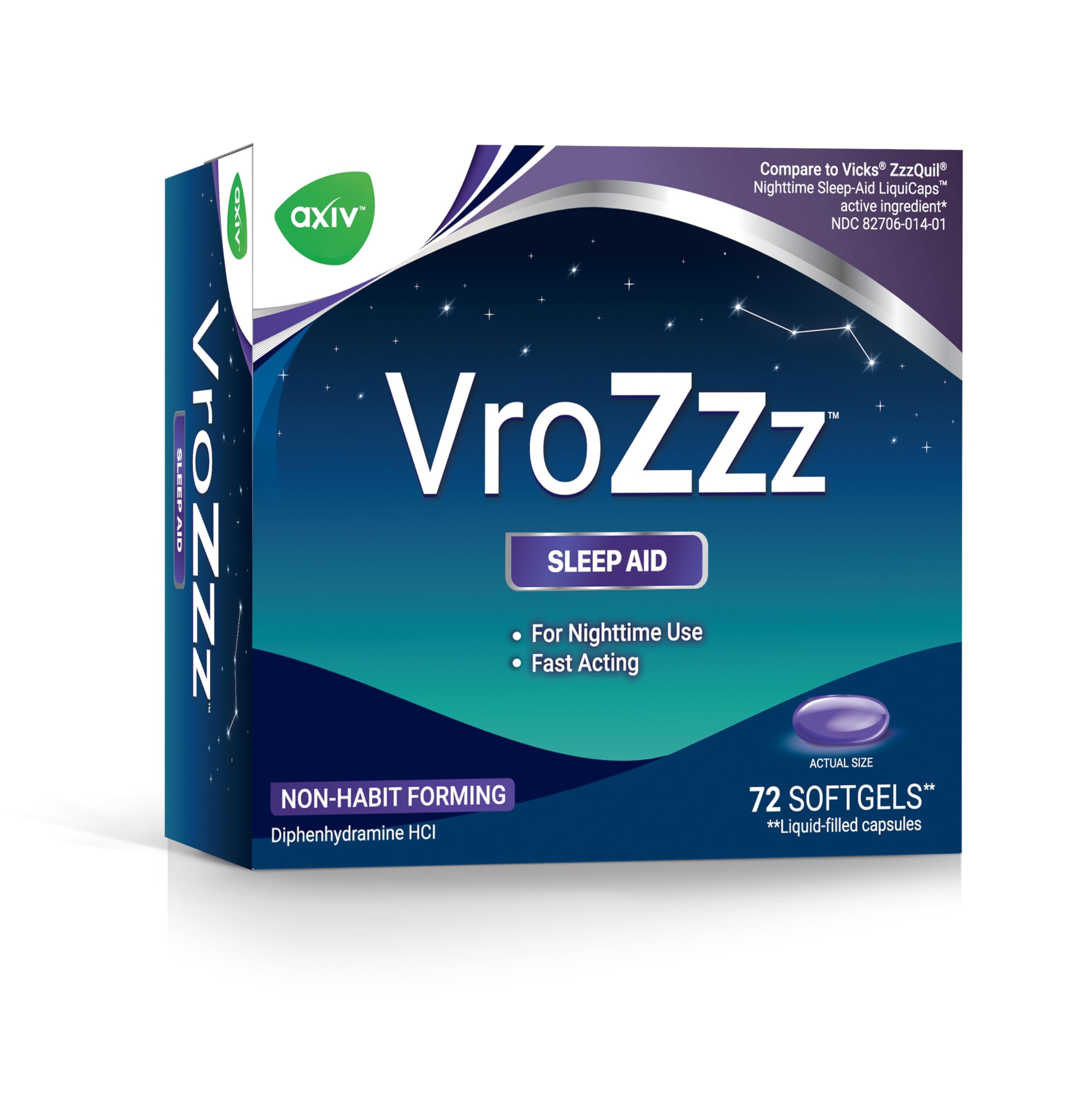 AXIV VroZzz Softgels front view with packaging