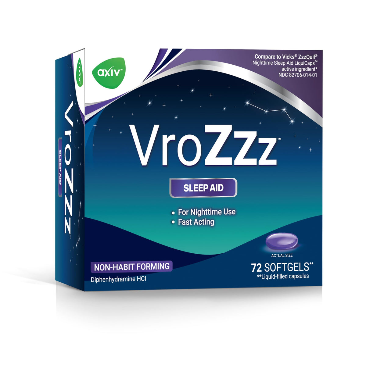 AXIV VroZzz Softgels front view with packaging