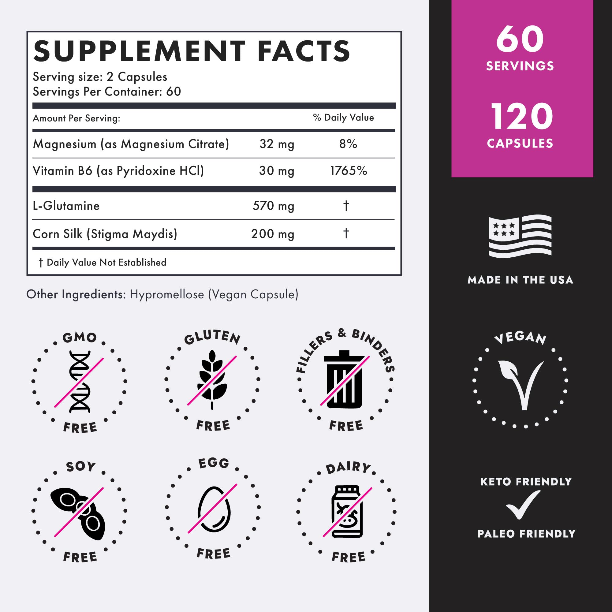 Axobotanica Kidney Support Supplement 60 Capsules back view