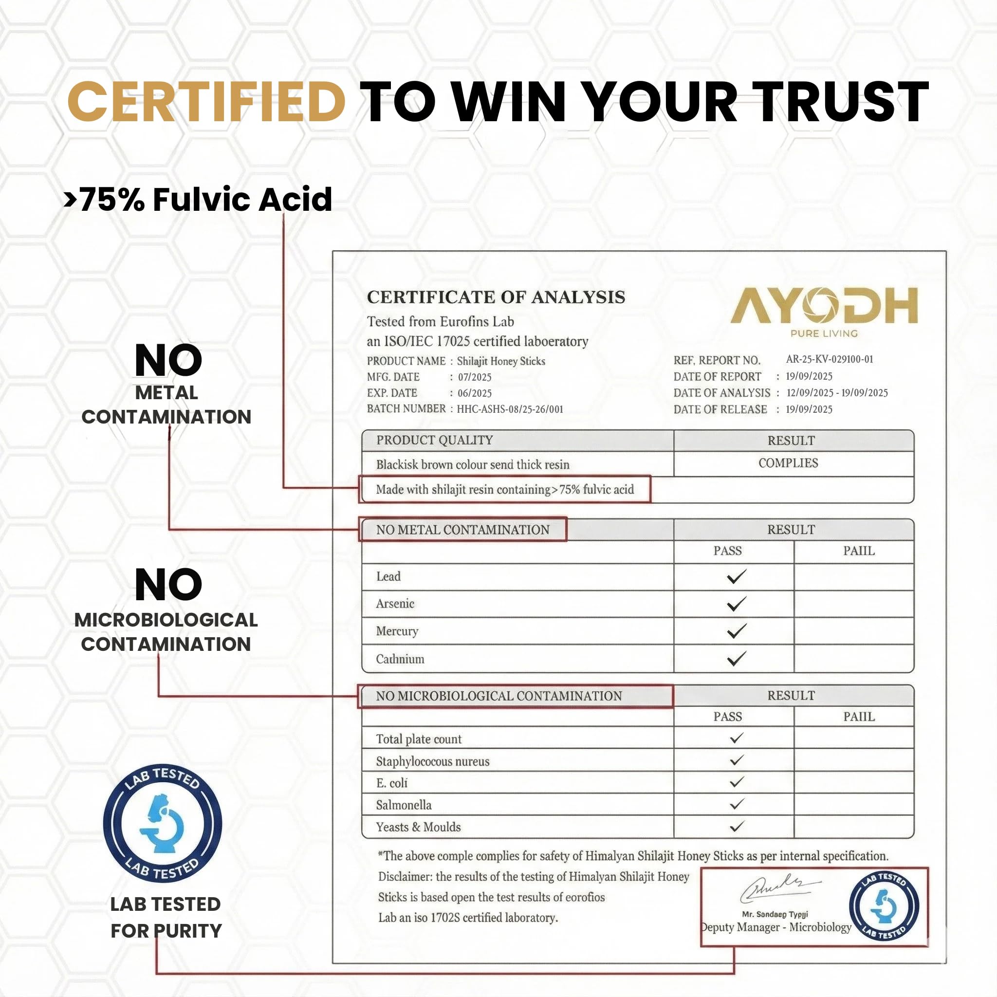 AYODH Shilajit Honey Stick close-up with caramel flavour