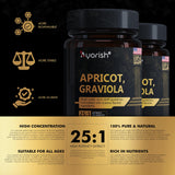 Ayorish Apricot Graviola Capsules open bottle with capsules visible