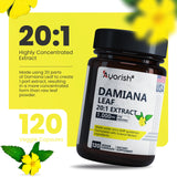 Ayorish Damiana Capsules 120 count bottle side view