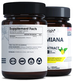 Ayorish Damiana Capsules ingredients list on the bottle