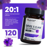 Ayorish Devils Claw Capsules with a close-up of the capsules