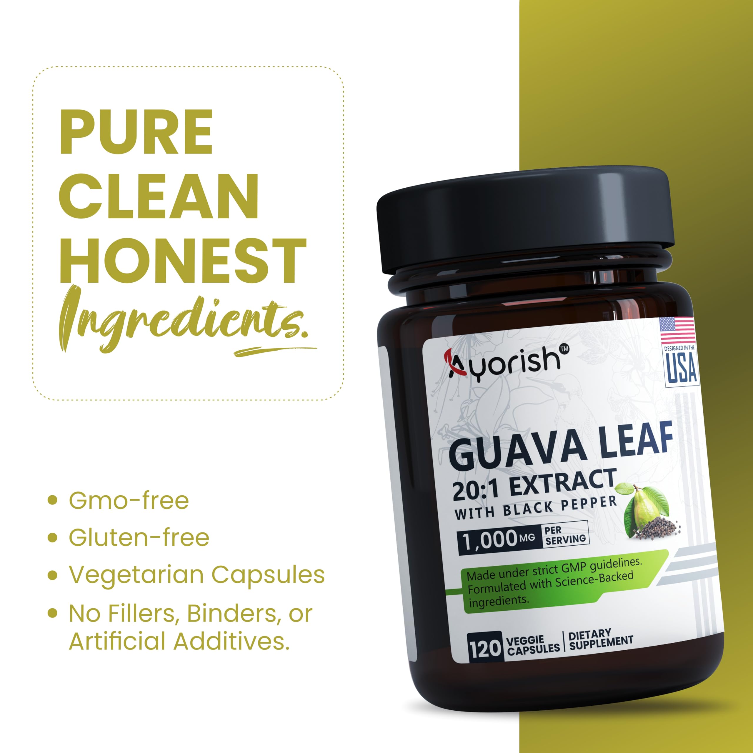 Ayorish Guava Leaf Extract Capsules in a lifestyle setting