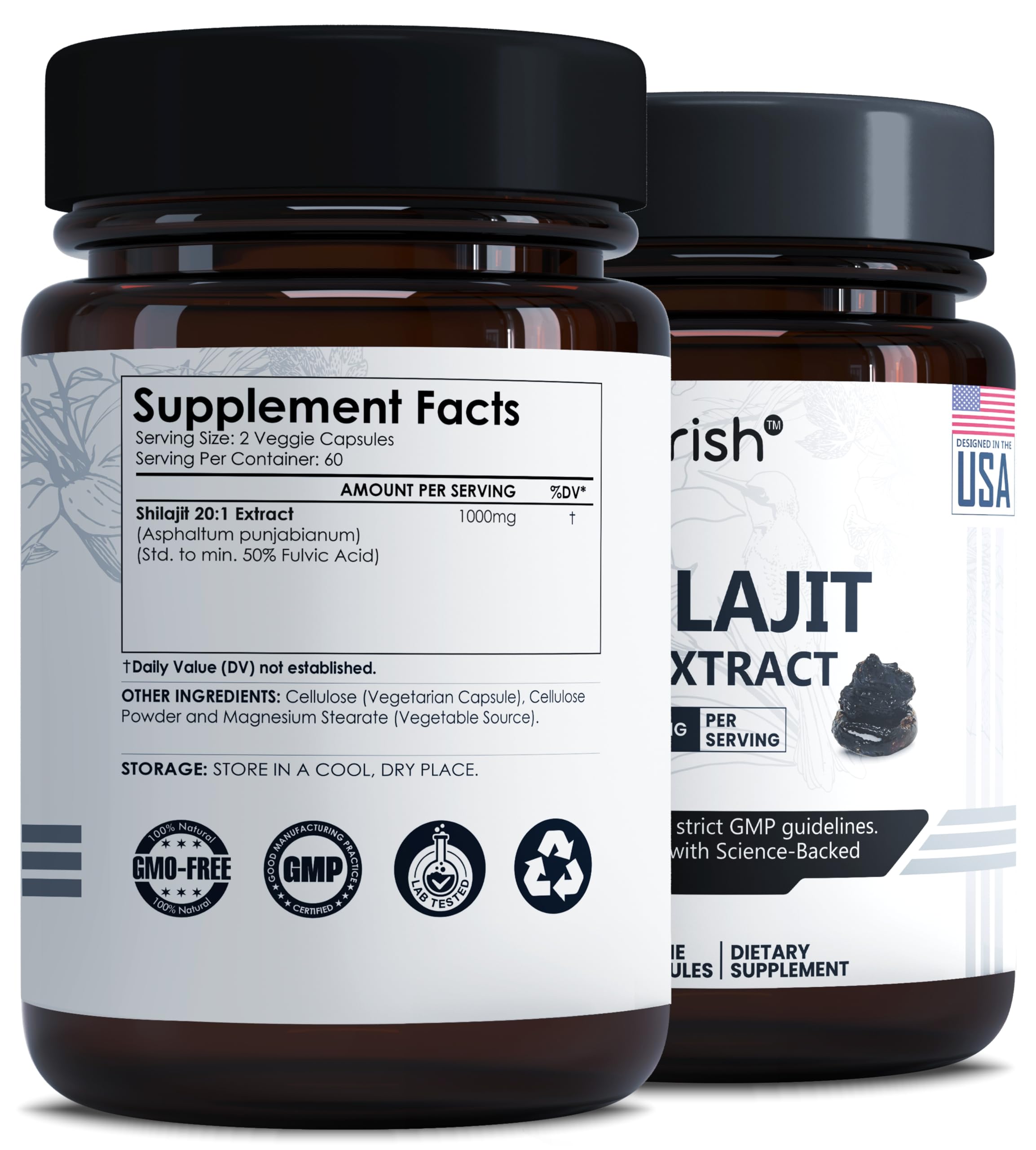 Ayorish Shilajit Capsules bottle with label