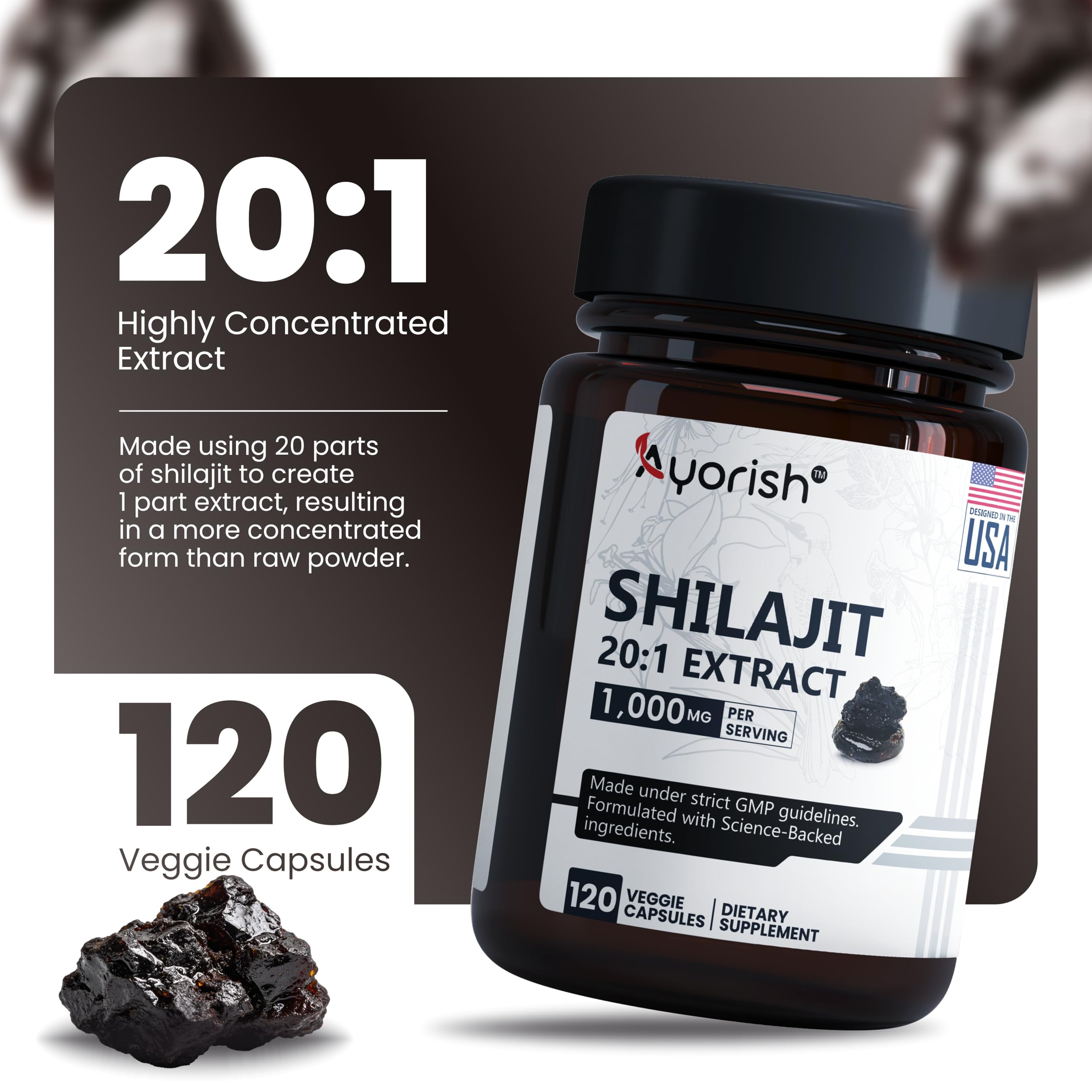 Ayorish Shilajit Capsules side view