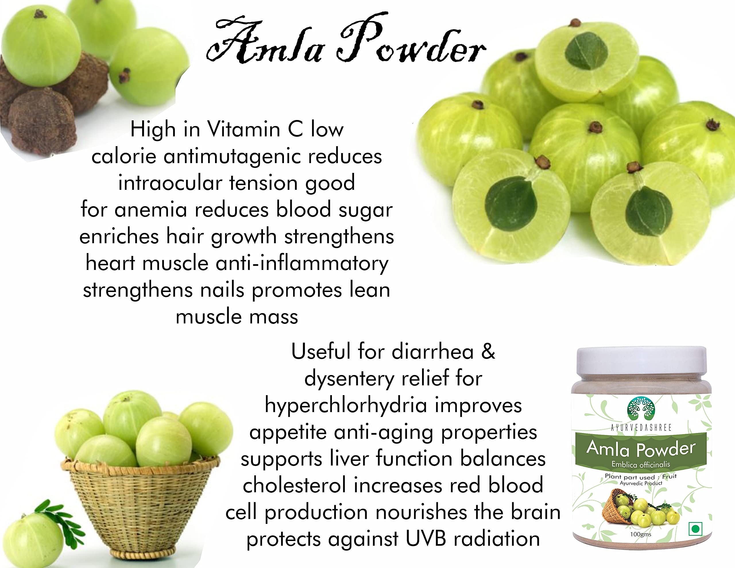 AYURVEDASHREE Amla Powder 100g close-up of powder texture