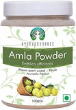 AYURVEDASHREE Amla Powder 100g in a bowl with raw Amla fruit
