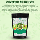 AYURVEDASHREE Moringa Leaf Powder scoop with powder