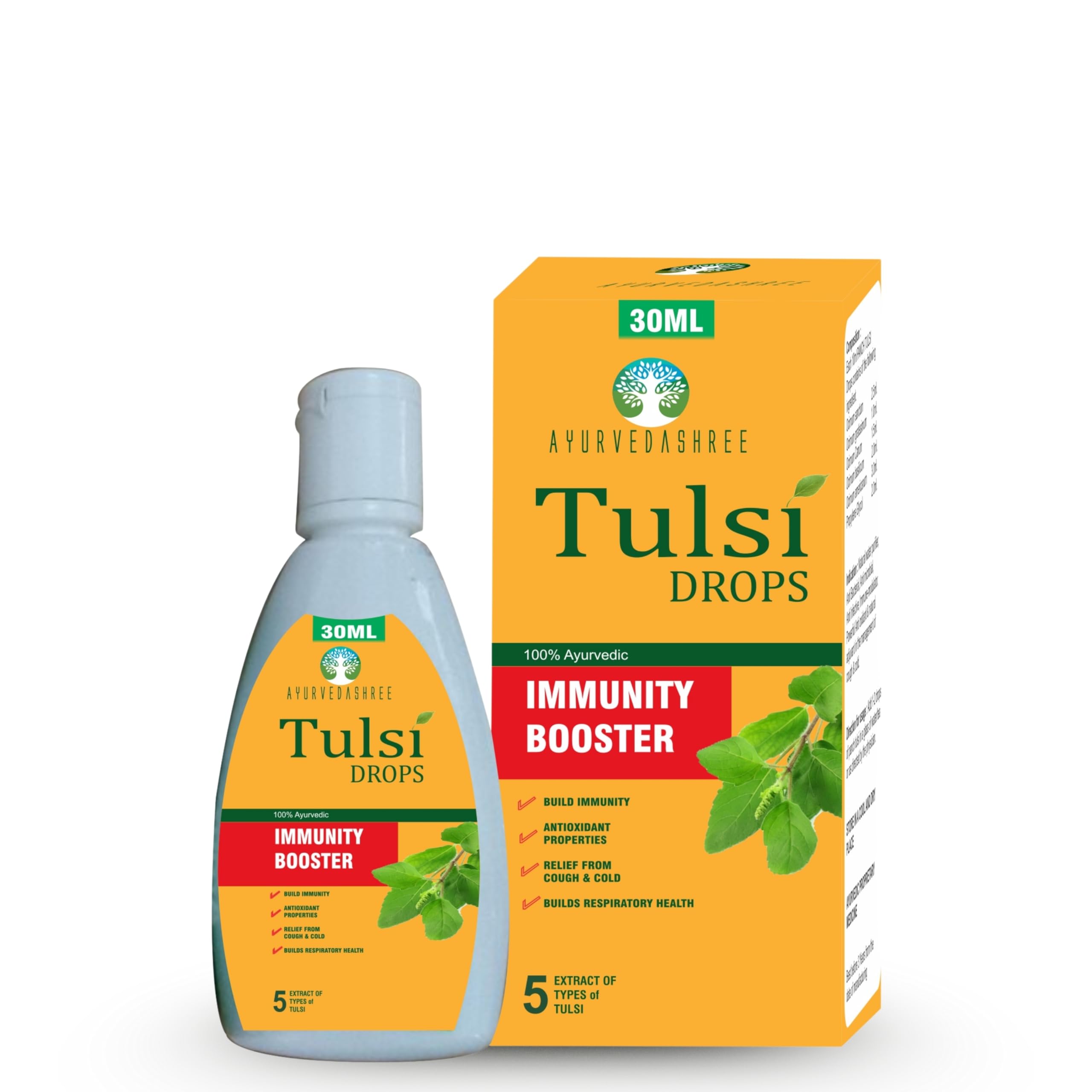 AYURVEDASHREE Tulsi Drops 45g front view with packaging